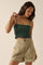 Pine Green Solid Smocked-Bodice Cropped Cami Top
