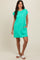 Mint Green Front Pocket Line Textured Short Sleeve Dress
