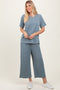 Dark Teal Ribbed Short Sleeve Top Pajama Set