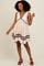 Cream Contrast Wavy Trim Mini Dress