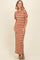 Rust Striped Knit Midi Dress