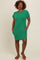 Green Ribbed Round Hem Dress