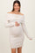 Ivory Off Shoulder Short Sequin Maternity Sweater Dress