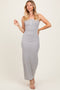 Ivory Striped Button Front Sleeveless Maxi Dress