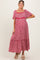 Burgundy Floral Button Front Maternity Midi Dress