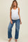 Navy Blue Stud Side Detail Maternity Wide Leg Jeans