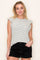 Forest Green Striped Flutter Sleeve Top