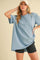 Blue Oversized Cut Hem Short Sleeve T-Shirt