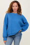 Blue Drop Shoulder Relaxed Fit Sweater