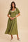 Olive Polka Dot Lace Trim Maxi Dress