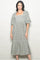 Sage PlaidBubble Sleeve Dress