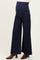 woman wearing dark denim wide-leg maternity jeans with a high belly support panel