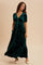 Forest Green Velvet Floral Button Down Maxi Dress