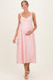 Peach Ruffle Trim Sweetheart Neckline Maternity Midi Dress