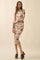 Cream Floral Mesh Long Sleeve Midi Dress