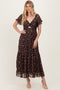 Brown Floral Stripe Twist Front Cutout Maxi Dress