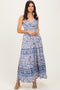 Periwinkle Floral Twist Front Cutout Maxi Dress