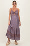 Charcoal Printed Twisted Front Maternity Maxi Dress