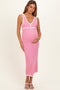 Blush Knit Sleeveless Contrast Trim Maternity Maxi Dress