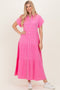 Bubble Gum Pink Breezy Mineral-Washed Gauze Maxi Shirt Dress