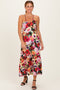 Black Floral Crisscross Back Midi Dress