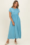 Capri Blue Ruffle Trim Maxi Dress