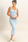 Light Blue Striped Fitted Midi Tank Dress