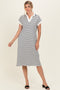 Navy Striped Polo Midi Dress