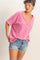 Fuchsia Washed V-Neck Oversized Tee