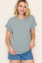 Green Striped Short Sleeve Top