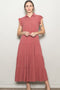 Dusty Rose Button Up Ruffle Sleeve Tiered Maxi Dress
