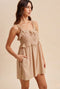 Sand Embroidered Ruffle Accent Romper