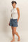 Navy Smocked Waist Mineral Wash Shorts