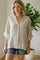 Oatmeal Button Down 3/4 Sleeve Blouse