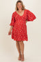 Red Floral Back Tie Maternity Plus Mini Dress