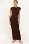 Brown Fitted Short Sleeve Maxi Dress