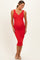 Red Notch Neckline Maternity Tank Dress