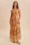 Sandalwood Printed Smocked Halter Maxi Dress