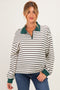 Ivory Striped Long Sleeve Maternity Polo Shirt