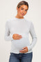 White Striped Rolled Neck Maternity Top