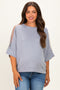 Grey Mesh Shoulder Short Sleeve Maternity Top