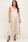 woman wearing a floral print maternity maxi dress with ruffled straps and a flowing silhouette