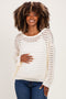 Ivory Open Knit Striped Maternity Sweater Top