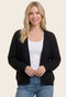 Black Chunky Waffle Knit Open Cardigan