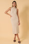 Oatmeal Turtleneck Sleeveless Midi Sweater Dress