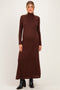 Brown Turtleneck Long Sleeve Maternity Maxi Dress