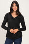 Black Long Sleeve V-Neck Top