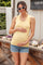 Blue Fringe Hem Maternity Denim Shorts