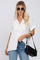 Ivory Collared Button-Down Short Sleeve Blouse