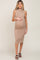 Taupe Ribbed Sleeveless Mock Neck Maternity Midi Dress